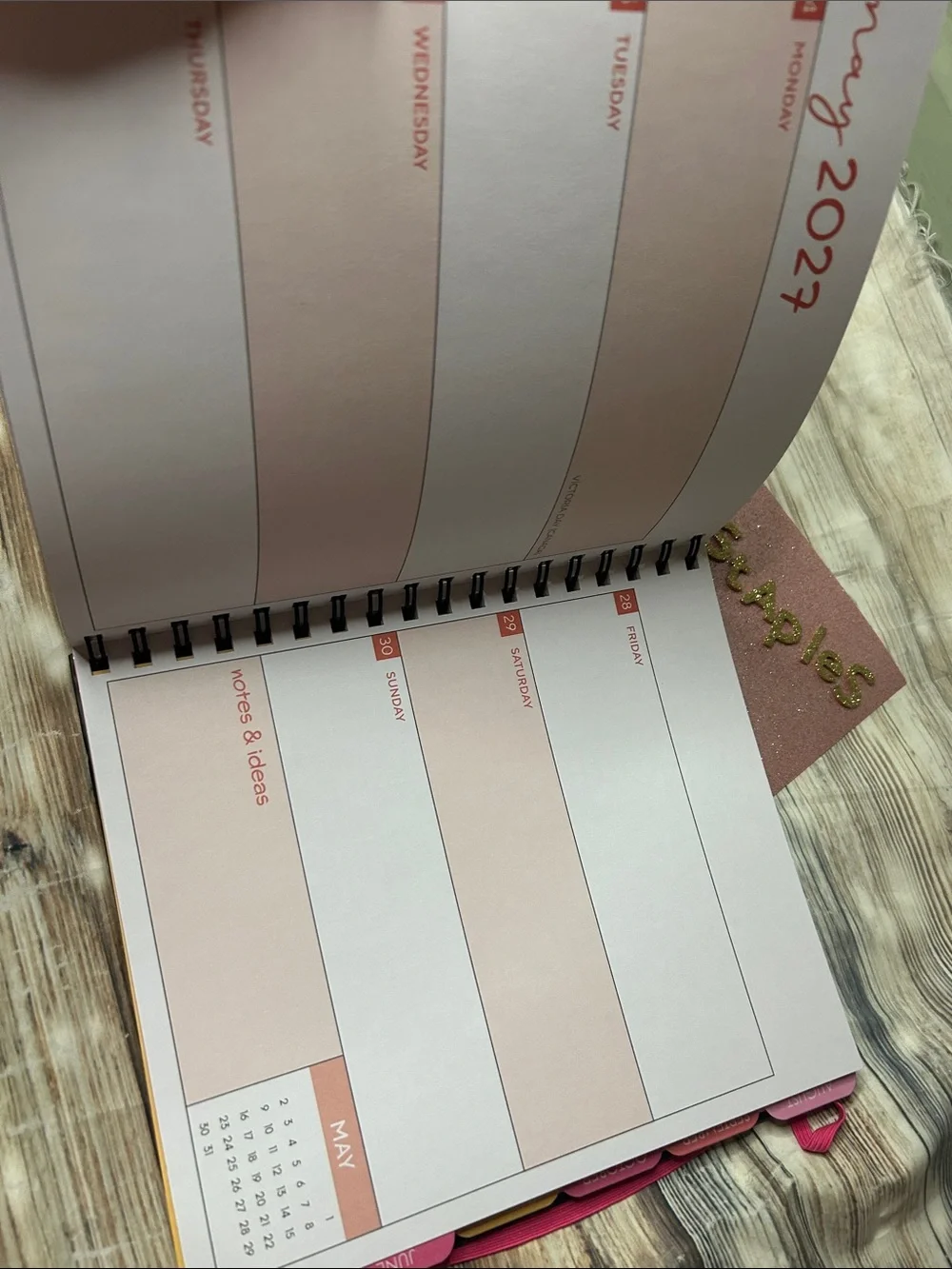2027 17-Month Planner Spiral Notebook - Black Camouflage Pink Camo